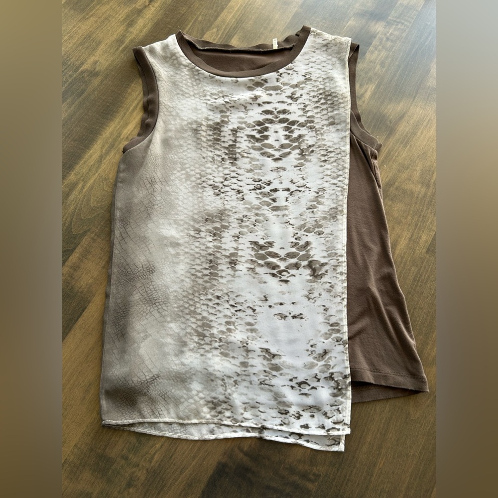 T Tahari Asymmetrical Sleeveless Top with Snake Pattern Color